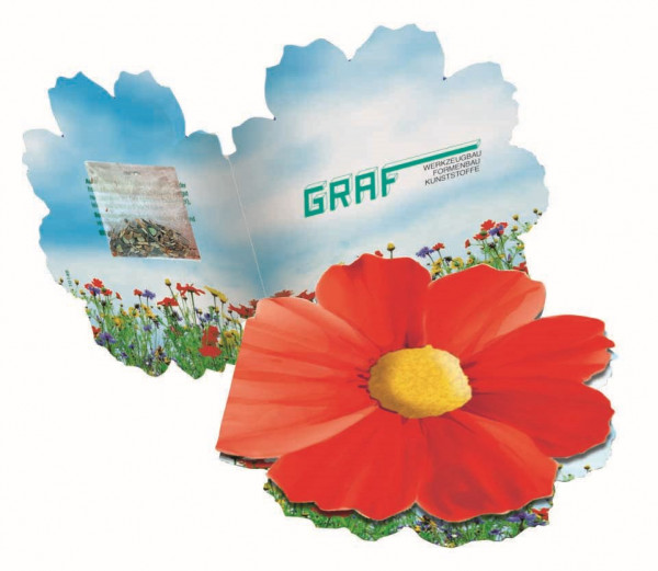Klappkärtchen Blüte, bunte Blumenmischung, 1-4 c Digitaldruck inklusive