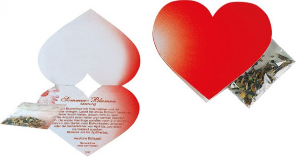 Klappkärtchen Herz, bunte Blumenmischung, 1-4 c Digitaldruck inklusive