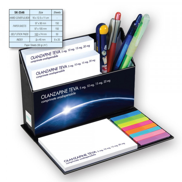Hardcover-Tischset mit Haftnotizen, Notizblätter und Indexstreifen einklappbar