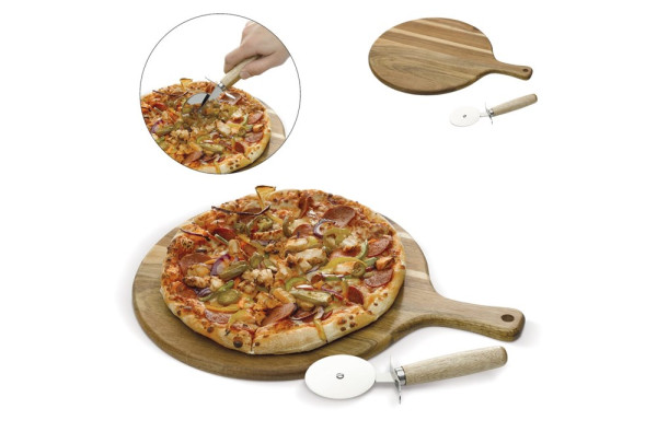 Pizza Schneidebrett mit Rollmesser