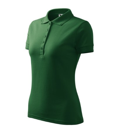 Polohemd Damen Pique Polo türkisblau - flaschengrün