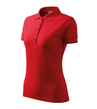 Polohemd Damen Pique Polo türkisblau - rot