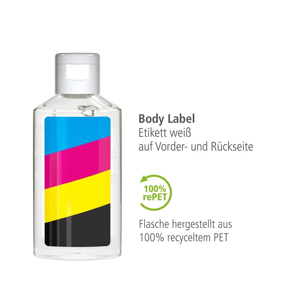 Handreinigungsgel, 50 ml, Body Label (R-PET)