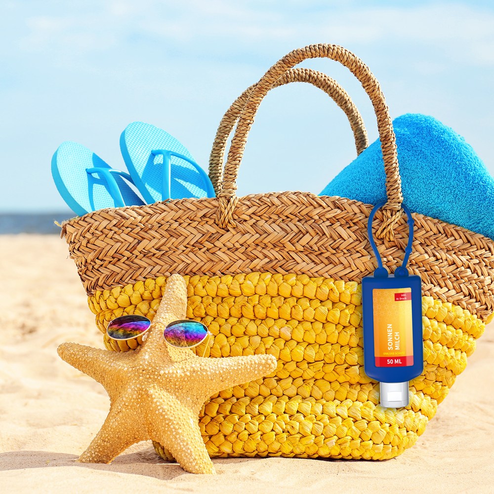 Sonnenmilch LSF 50 (sens.), 50 ml Bumper (blau), Body Label (R-PET)