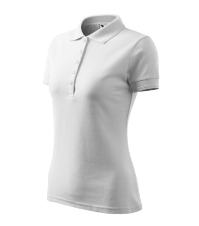 Polohemd Damen Pique Polo türkisblau - weiss
