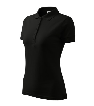 Polohemd Damen Pique Polo türkisblau - schwarz
