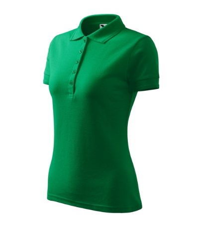 Polohemd Damen Pique Polo türkisblau - grasgrün
