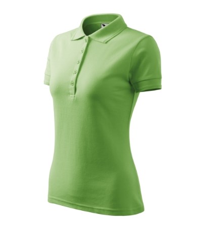 Polohemd Damen Pique Polo türkisblau - erbsengrün