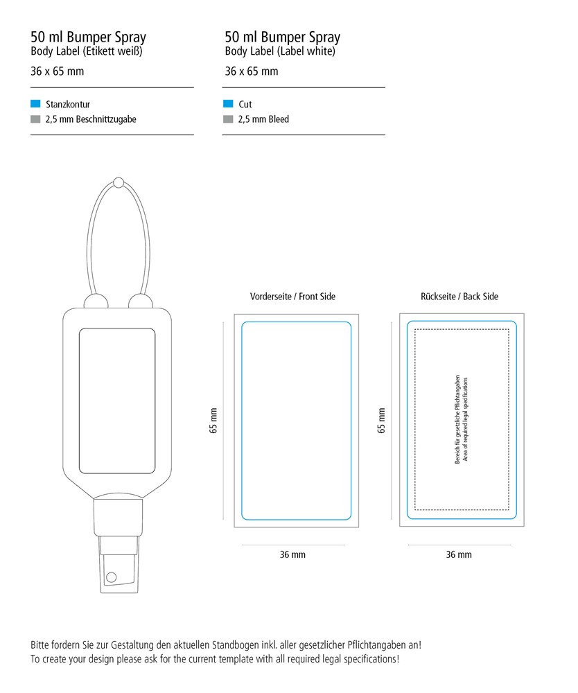 Hände-Desinfektionsspray (DIN EN 1500), 50 ml Bumper grün, Body Label (R-PET)