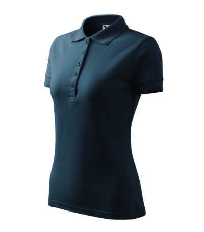 Polohemd Damen Pique Polo türkisblau - marineblau
