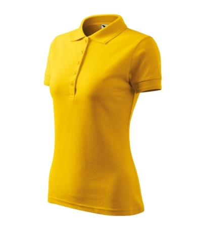Polohemd Damen Pique Polo türkisblau - gelb
