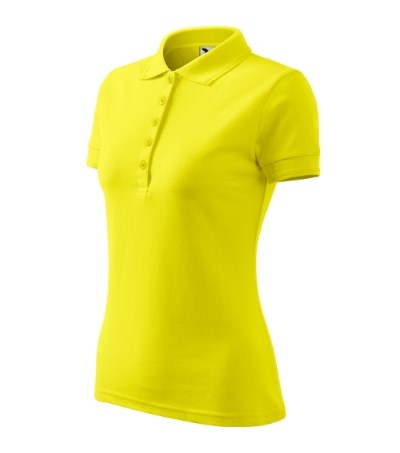 Polohemd Damen Pique Polo türkisblau - Zitronengelb