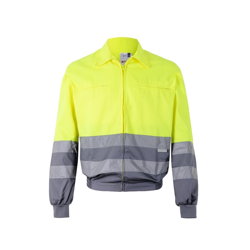 VL NEPTUNE LARGE. Zweifarbige Twill-Jacke (210g/m²) aus Polyester (80%) und Baumwolle (20%) - Grau, Gelb