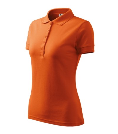 Polohemd Damen Pique Polo türkisblau - orange