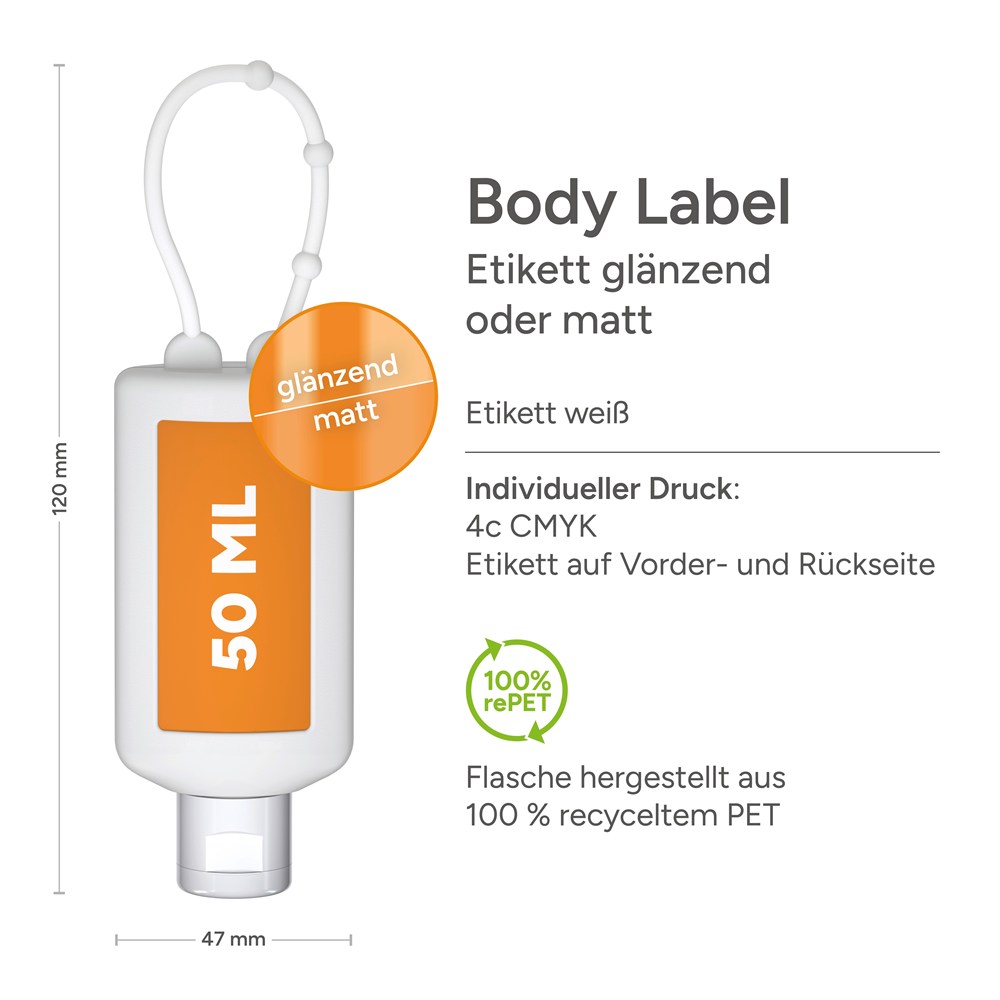 Sonnenmilch LSF 50 (sens.), 50 ml Bumper (frost), Body Label (R-PET)