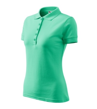 Polohemd Damen Pique Polo türkisblau - minze