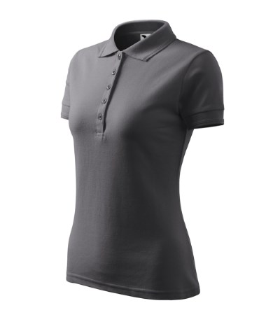 Polohemd Damen Pique Polo türkisblau - stahlgrau