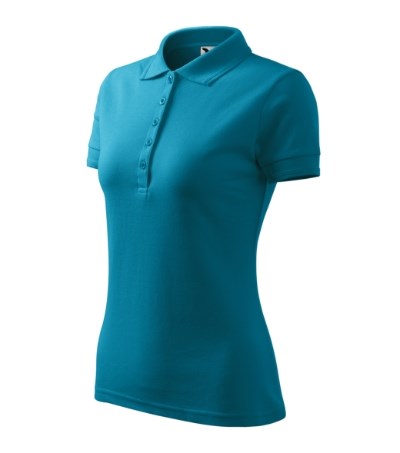 Polohemd Damen Pique Polo türkisblau - dunkeltürkis