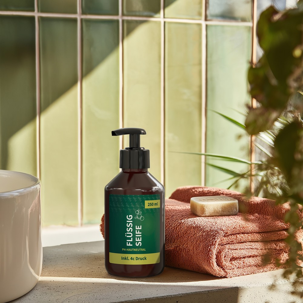 Flüssigseife Rosmarin-Ingwer, 250 ml, Body Label (R-PET)