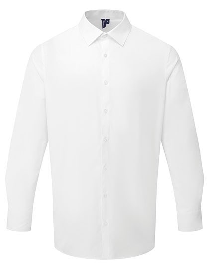 Premier Workwear - Men’s Long Sleeve ‘Recyclight’ Poplin Shirt - White