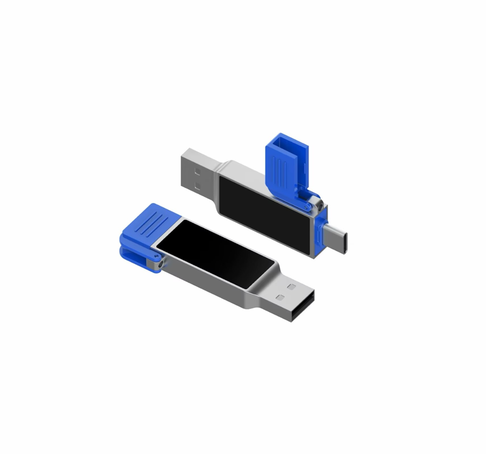 USB-Stick SparkDrive LED Type A-C-Schwarz-128 GB - blau