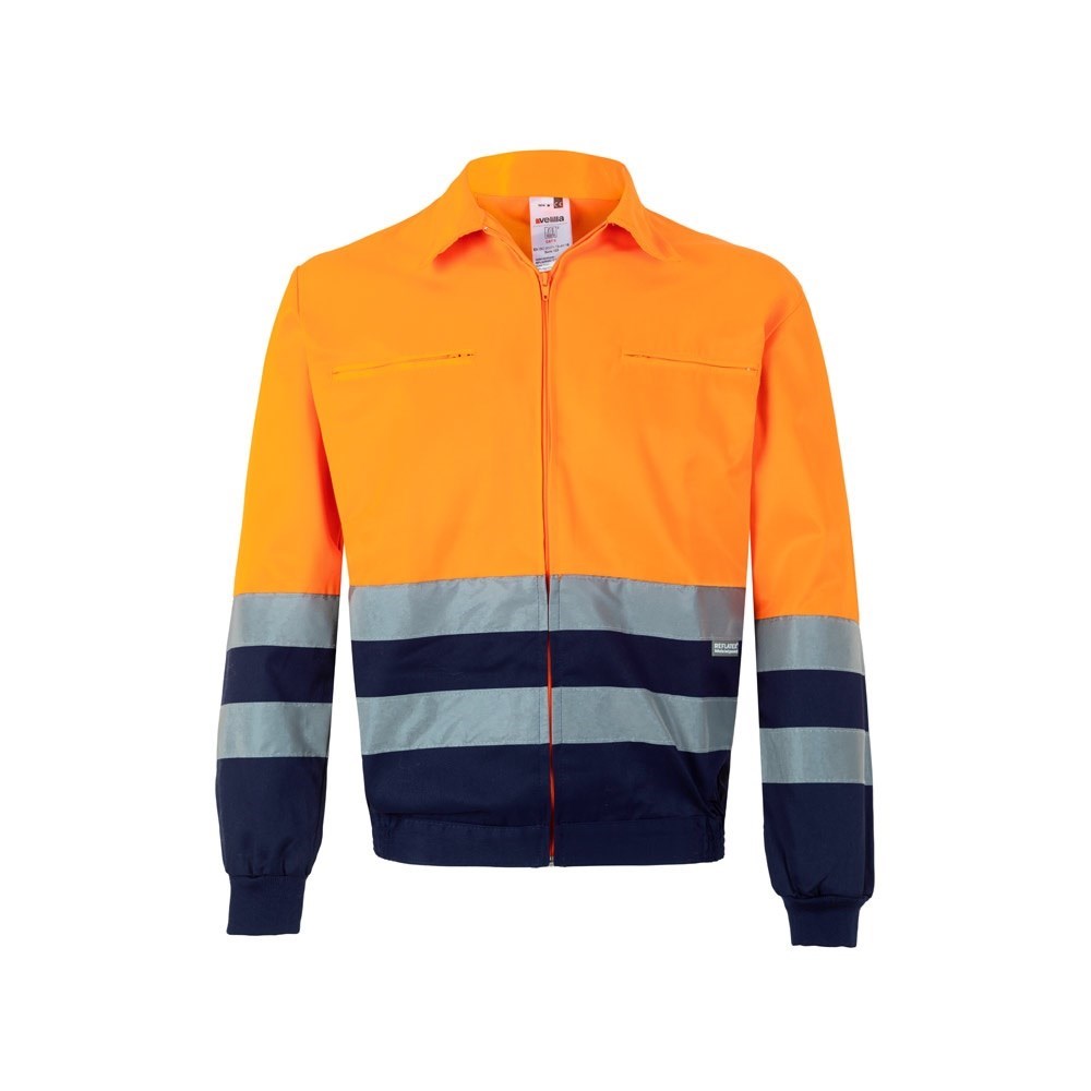 VL NEPTUNE LARGE. Zweifarbige Twill-Jacke (210g/m²) aus Polyester (80%) und Baumwolle (20%) - marineblau, orange