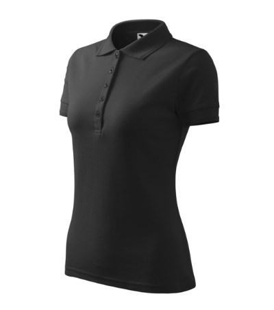 Polohemd Damen Pique Polo türkisblau - Anthrazit melliert