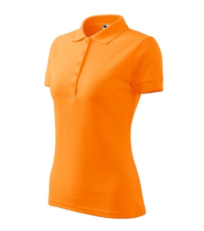 Polohemd Damen Pique Polo türkisblau - mandarine orange
