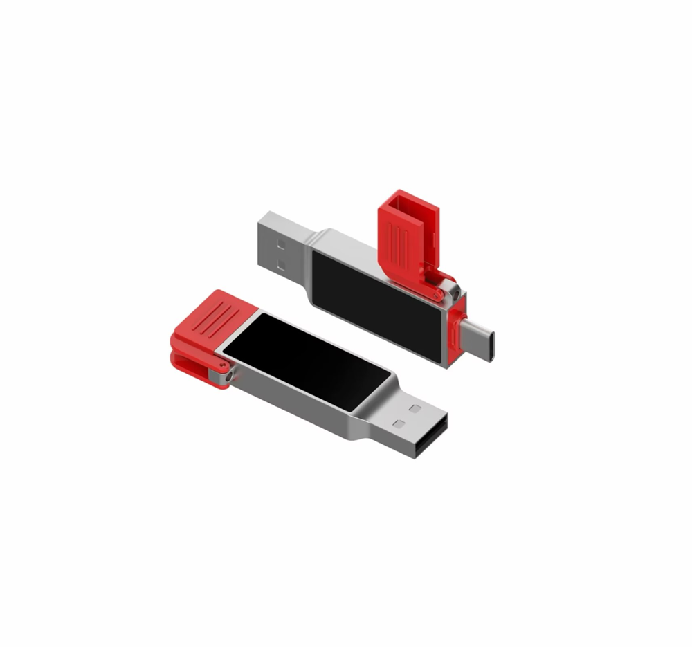 USB-Stick SparkDrive LED Type A-C-Schwarz-128 GB - rot