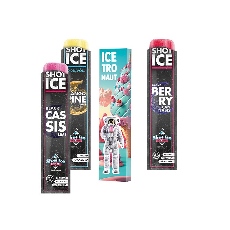 Long Box mit einem Wassereis zum Selbsteinfrieren, Marke Shot Ice, in verschiedenen Sorten, ohne und mit Alkohol (10,5% vol)
Exclusiv nur bei uns im Werbemittelbereich!