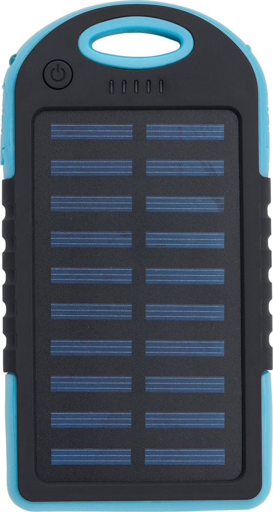 Gummierte ABS Solar-Powerbank Arin - blau
