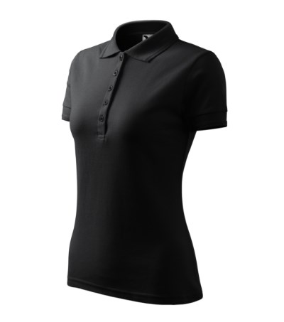 Polohemd Damen Pique Polo türkisblau - ebony grau